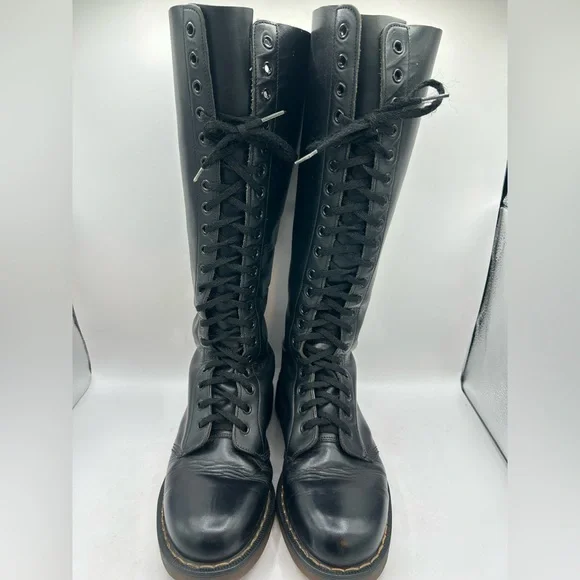 Vintage Dr Martens 1420 20 hole black knee high leather boots England m 8 W 9 - Picture 11 of 13